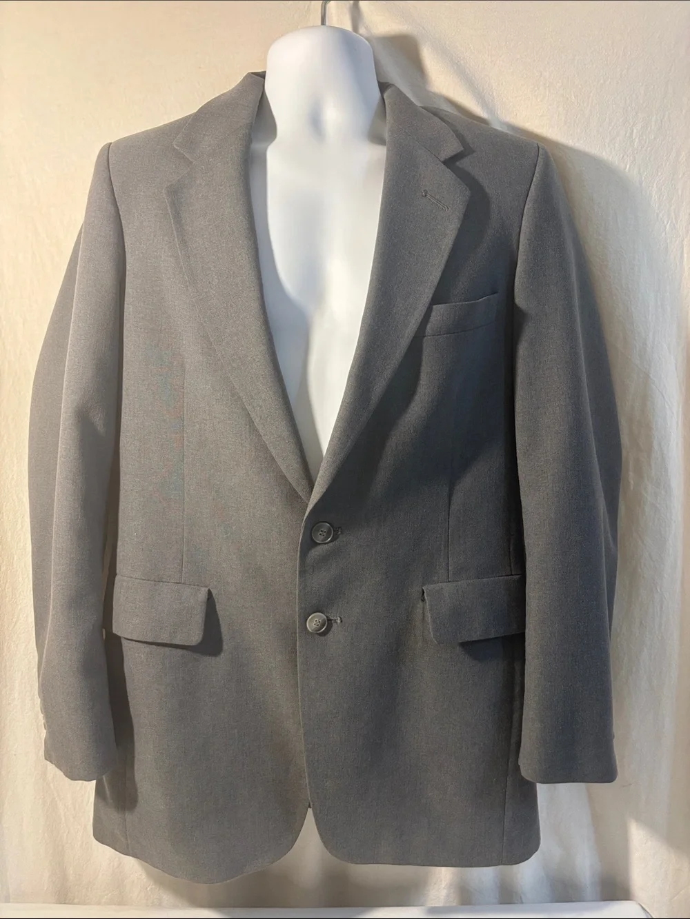 Classic Men's Gray Two-Button Blazer sport coat preppy pockets lined office J1